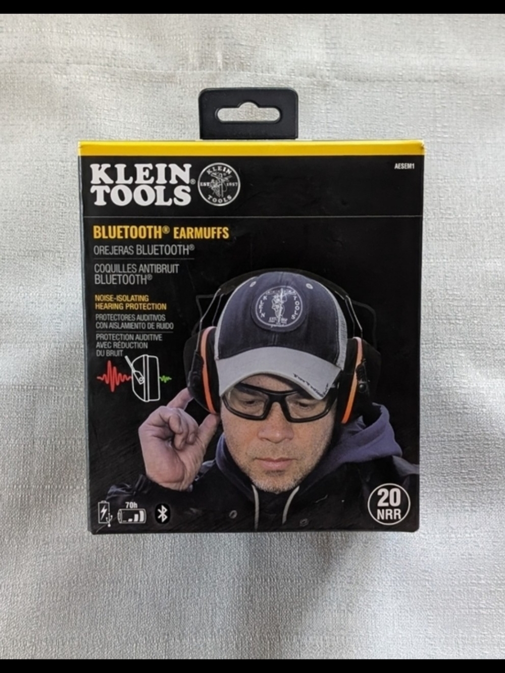 Klein Tools Bluetooth Earmuffs in Black with Orange Accents